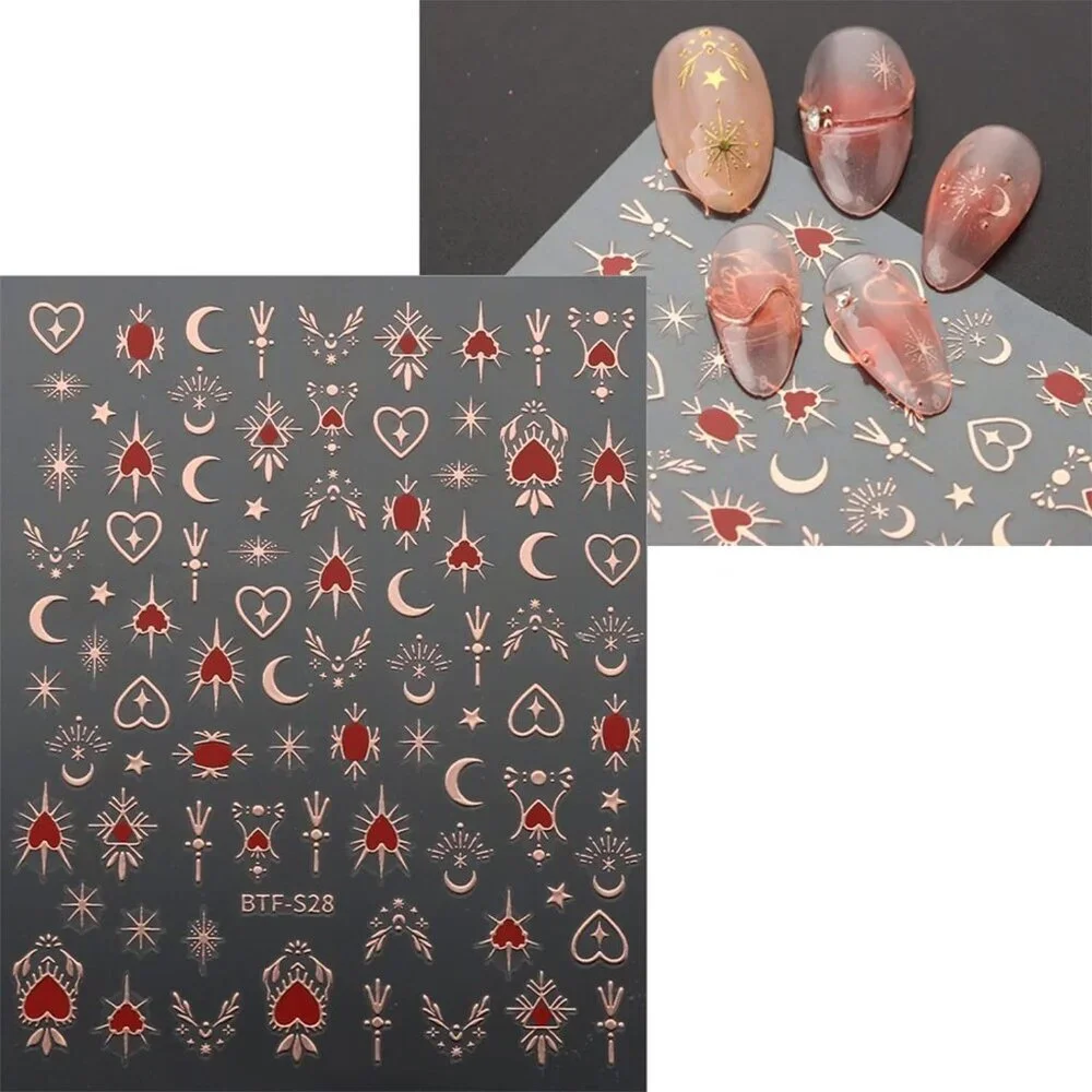 9 Sheets Moon Star Nail Art Stickers Decals Self-Adhesive Pegatinas Uñas Sun Nai - Picture 5 of 8